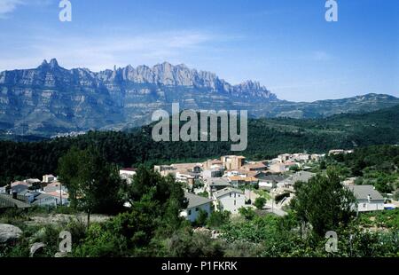 Spanien - Katalonien - Bagés (Kreis) - Barcelona. Castellbell, vistas Pueblo, Montserrat. Stockfoto