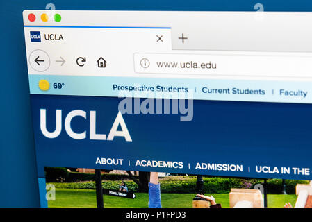 LONDON, Großbritannien - 17.Mai 2018: Die Homepage der offiziellen Website für die Universität von Kalifornien, Los Angeles - eine öffentliche Forschung Universität im W Stockfoto