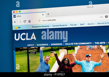 LONDON, Großbritannien - 17.Mai 2018: Die Homepage der offiziellen Website für die Universität von Kalifornien, Los Angeles - eine öffentliche Forschung Universität im W Stockfoto