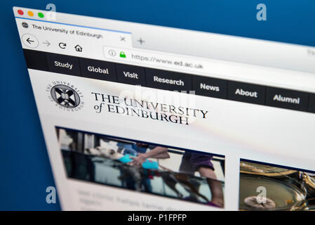 LONDON, Großbritannien - 17.Mai 2018: Die Homepage der offiziellen Website für die Universität von Edinburgh - der 6. älteste Universität im englischsprachigen Raum Stockfoto