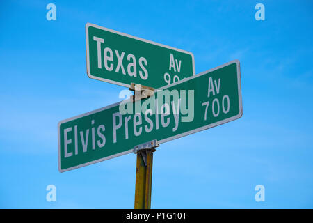 SHREVEPORT, LA, USA-DEC. 18, 2016: Der Schnittpunkt in der Nähe, wo Elvis Presley seine nationalen Debüt im Oktober 1954. Stockfoto