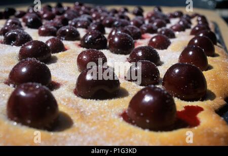 Spanien - Katalonien - Ribera d'Ebre (Kreis) - TARRAGONA. Coca de cireres Festa de la Cirera Miravet, Ribera d'Ebre, Tarragona. Stockfoto