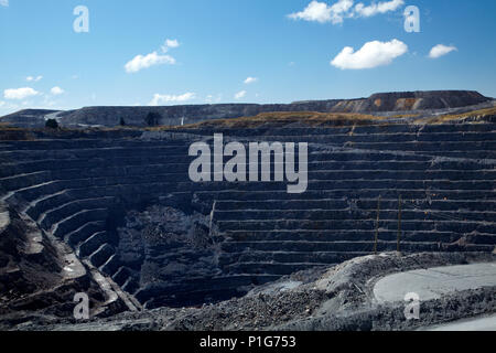 Tagebau Macraes gold mine, Macraes Flat, in der nähe von Palmerston, Osten Otago, Südinsel, Neuseeland Stockfoto