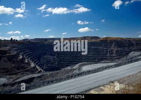 Tagebau Macraes gold mine, Macraes Flat, in der nähe von Palmerston, Osten Otago, Südinsel, Neuseeland Stockfoto