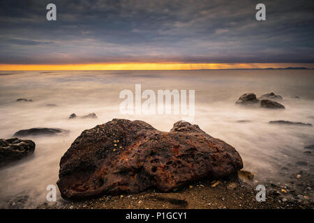 Bügeleisen Boulder, Salterbeck. Solway Coast, Cumbria. Stockfoto