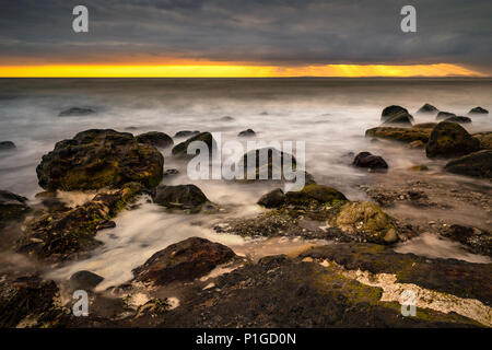 Letztes Licht, Salterbeck. Solway Coast, Cumbria. Stockfoto