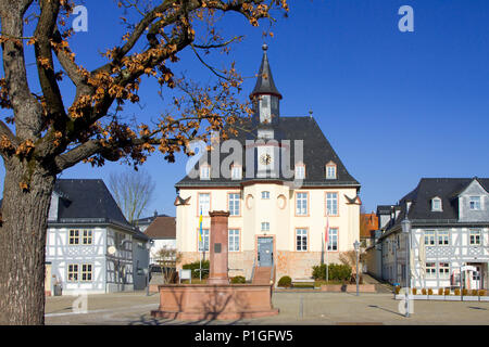 Bundesrepublik Deutschland, Hessen, Hugenotten Kirche, Usingen, Marktplatz, Bundesrepublik Deutschland, Hessen, Hugenottenkirche, Marktplatz Stockfoto