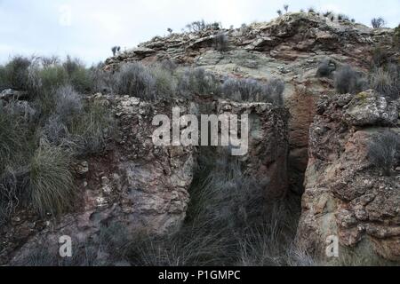 Spanien - El Altiplano (Kreis) - MURCIA. cerca de Jumilla; Minas de La Celia. Stockfoto