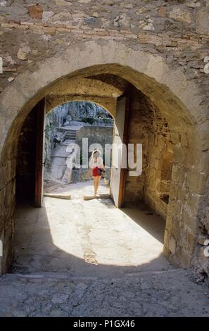 Xàtiva, Castillo Mar Menor, Arco. Stockfoto