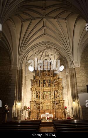 Spanien - Ribera Estellesa (Kreis) - NAVARRA. Mendavia; Iglesia de San Juan Bautista/retablo Mayor plateresco. Stockfoto