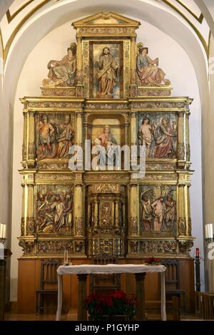 Spanien - Tierra Estella (Kreis) - NAVARRA. Bosa; Iglesia de San Martín; retablo renacentista. Stockfoto