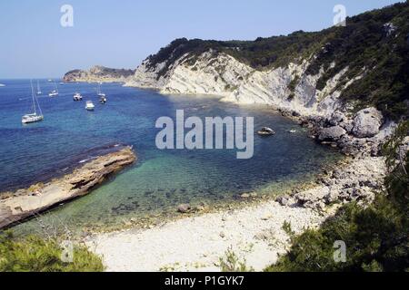 Spanien - Valencia autonome Region - Marina Alta (Bezirk) - Alicante. Xàbia/Jávea-Cabo/Cap de la Nau; Playa / Cala Sardinera y Cap Prim. Stockfoto