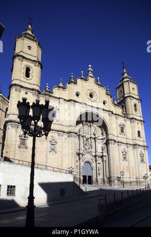 Spanien - ARAGON - Bajo Aragón (Kreis) - Teruel. Alcañiz; Colegiata de Santa María la Mayor; fachada renacentista. Stockfoto