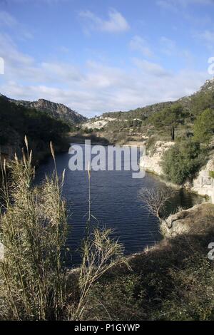 Spanien - Katalonien - Priorat (Bezirk) - TARRAGONA. Cabaces - Vilella Baixa; Pantano de Vilella. Stockfoto