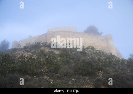 Spanien - Valencia autonome Region - Valle de Ayora (Kreis) - Valencia. Jalance; Castillo mittelalterlichen (localidad próxima ein Cuevas de Don Juan). Stockfoto