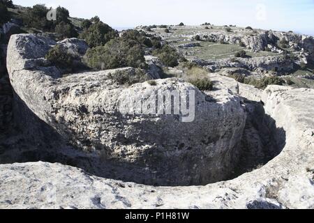 Spanien - Valencia autonome Region - Valle de Ayora (Kreis) - Valencia. Municipio de Ayora; Poblado íbero/Ibérico de' castellar de la Frontera". Stockfoto