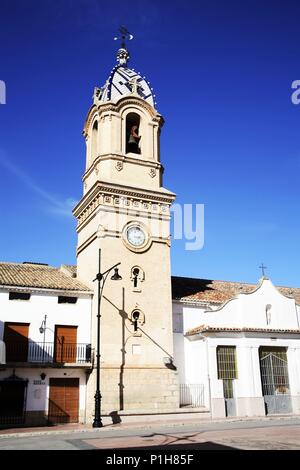 Spanien - Valencia autonome Region - La Costera (Kreis) - Valencia. Fontanars dels Alforins; Iglesia Virgen del Rosario/Campanario. Stockfoto