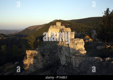 Spanien - Valencia autonome Region - La Costera (Kreis) - Valencia. Enguera; Castillo mittelalterlichen y paisaje. Stockfoto