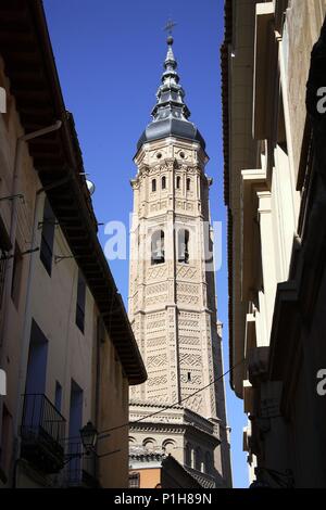 Spanien - ARAGON - Calatayud (Kreis) - saragossa Zaragoza. Calatayud; Iglesia - Colegiata de Santa María la Mayor; Torre mudéjar (de las más Altas y Bellas de Aragón). Stockfoto