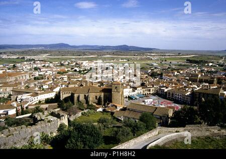 Spanien - Extremadura - Campo de Trujillo (Bezirk) - caceres. Trujillo, Pueblo, Iglesia, Vistas desde Castillo. Stockfoto