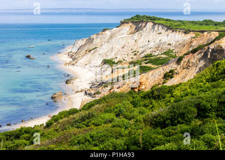 Martha's Vineyard, Massachusetts. Blick auf die Gay Kopf Klippen von Ton, der sich auf die Stadt Aquinnah westlichste Teil der Insel Martha's Vi. Stockfoto