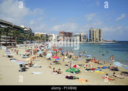 Spanien - Valencia autonome Region - Baix Segura (Kreis) - Alicante. Torrevieja, Playa del Cura. Stockfoto