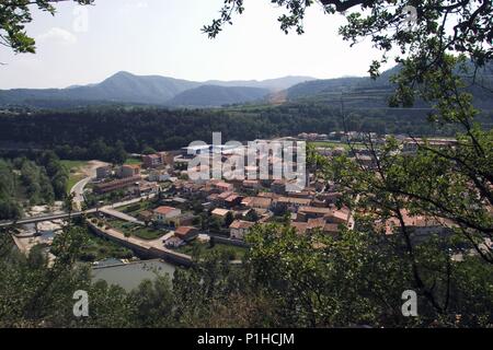 Osona: Portomarin; Vista del Pueblo y Río. Stockfoto