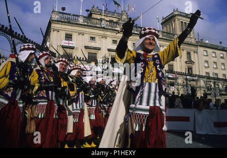 Alcoy, 'MOros y Cristianos" (Mauren und christains Festival/festvities); "oorish Soldaten'. Stockfoto