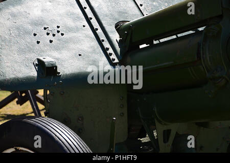 Eine close-up-Mechanismus eines tragbaren Waffen der Sowjetunion der Zweite Weltkrieg, in einem dunklen Grün lackiert Stockfoto