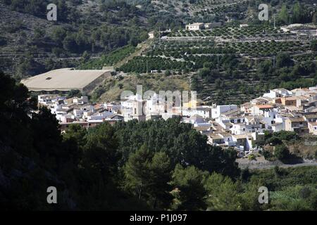 Spanien - Valencia autonome Region - Marina Baixa (Kreis) - Alicante. Bolulla; Vista del Pueblo. Stockfoto