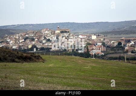 Spanien - LA RIOJA Rioja Baja (Bezirk). Grávalos; del pueblo Vista (Valle de Linares). Stockfoto