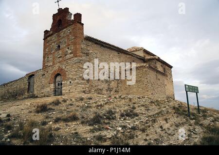 Spanien - LA RIOJA Rioja Baja (Bezirk). Navajún (Valle de Alhama); Ermita de la Virgen de los Remedios (Zona importante por su minería). Stockfoto