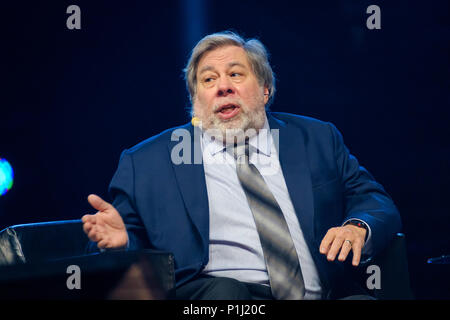 Stephen Wozniak führt bei Business Konferenz Stockfoto