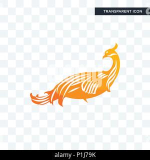 Golden peacock Vektor Icon auf transparentem Hintergrund isoliert, golden Peacock logo Konzept Stock Vektor