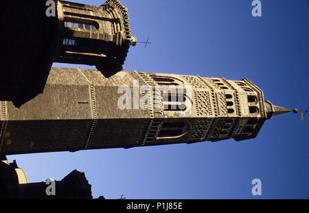 Zaragoza Die Hauptstadt; las mejores Torre de Iglesia de San Pablo im Mudéjar-stil. Stockfoto