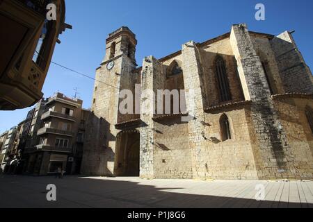 Spanien - Katalonien - Montsià (Kreis) - TARRAGONA. Ulldecona; Esglesia parroquial de Sant Lluç (gótica). Stockfoto