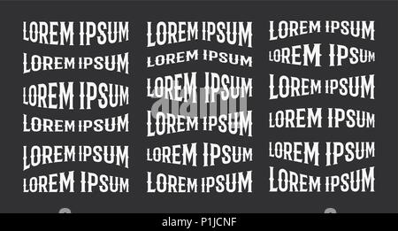 Lorem ipsum Vektor Logo Design element Vorlage, verzerrten Text, Retro serif Schrift auf schwarzen Hintergrund. Stock Vektor