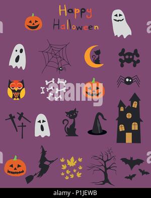Happy Halloween Icon Set Stock Vektor