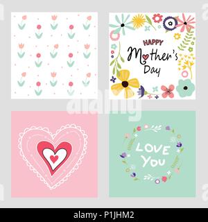 Happy Mother's Day Vorlage Karten fest Stock Vektor