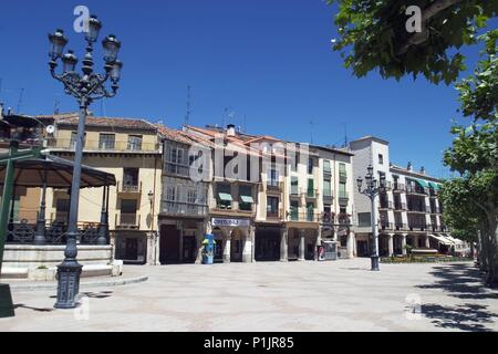 Aranda de Duero; Plaza Mayor porticada (Capital de la comarca Ribera del Duero). Stockfoto