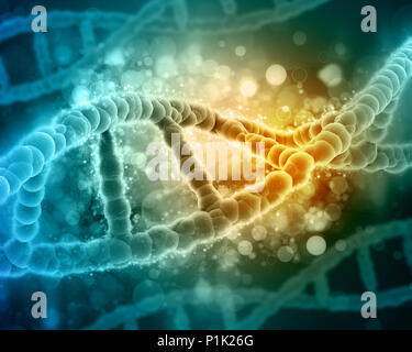 Medizinische 3D-Hintergrund mit DNA-Stränge Stockfoto