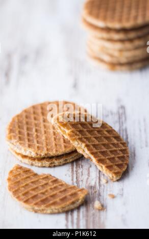 Essen Bild des holländischen Waffeln mit Karamell Stockfoto