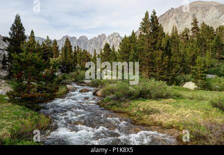 Rock Creek fließt durch das Mitre Basin, Sequoia National Park, Kalifornien, USA Stockfoto