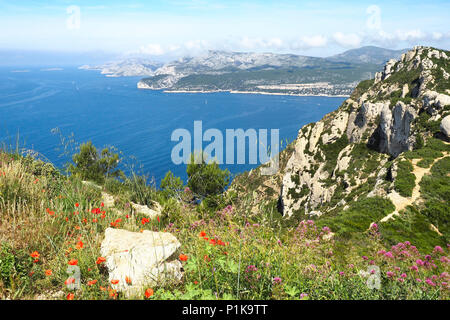 Cliff Top view Parc National des Calanques Stockfoto