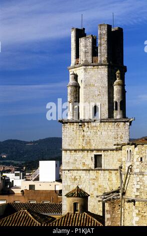 Spanien - Katalonien - Baix Empordá (Kreis) - Gerona. Palafrugell; Campanario de la Iglesia de Sant Martí (Baix Empordà). Stockfoto