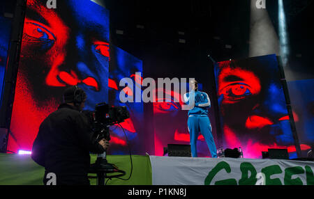 Glastonbury Festival 2017 - Sat abgebildeten Stormzy 24/06/17. Stockfoto