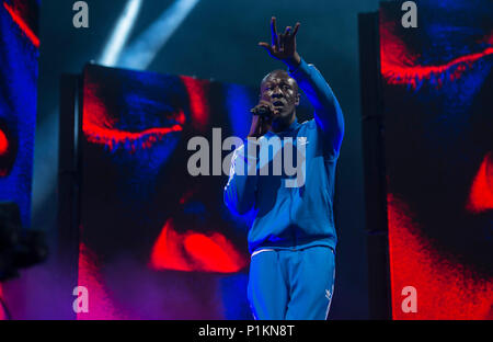 Glastonbury Festival 2017 - Sat abgebildeten Stormzy 24/06/17. Stockfoto