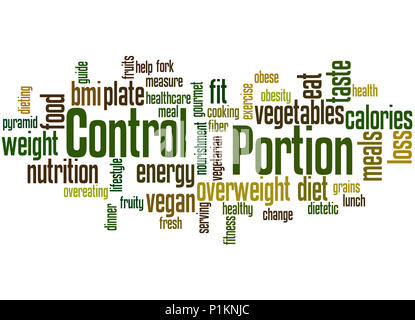 Teil Kontrolle, Word cloud Konzept auf weißem Hintergrund. Stockfoto