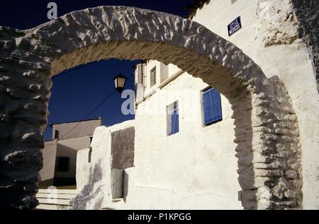 Chinchilla de Montearagón, Barrio de las Cuevas/Quartal (Gypsy); troglodite Häuser. Stockfoto