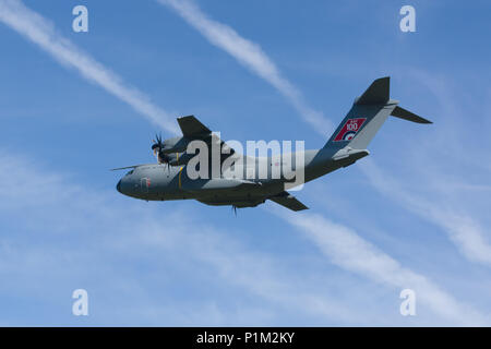 Airbus A400M Atlas militärische Transportflugzeuge der Royal Air Force. Durch Airbus Verteidigungs- und Raum gestaltet taktischer Lufttransport zur Verfügung zu stellen Stockfoto